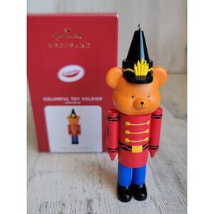 Hallmark Crayola colorful toy soldier ornament Xmas red